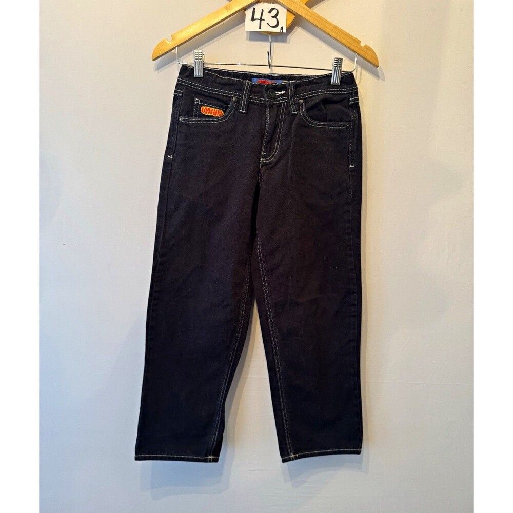Empyre Youth Straight Dark Wash Black Denim Jeans Mid Rise 5-Pocket Button 24